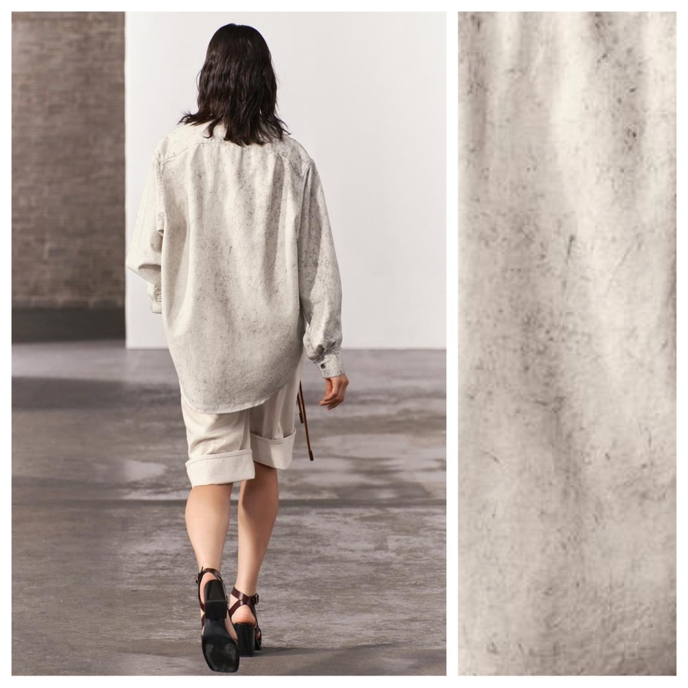 NWT. Zaza ZW Collection Ecru Denim Oversized Shirt with Degrade Effect. Size S. - Picture 4 of 10